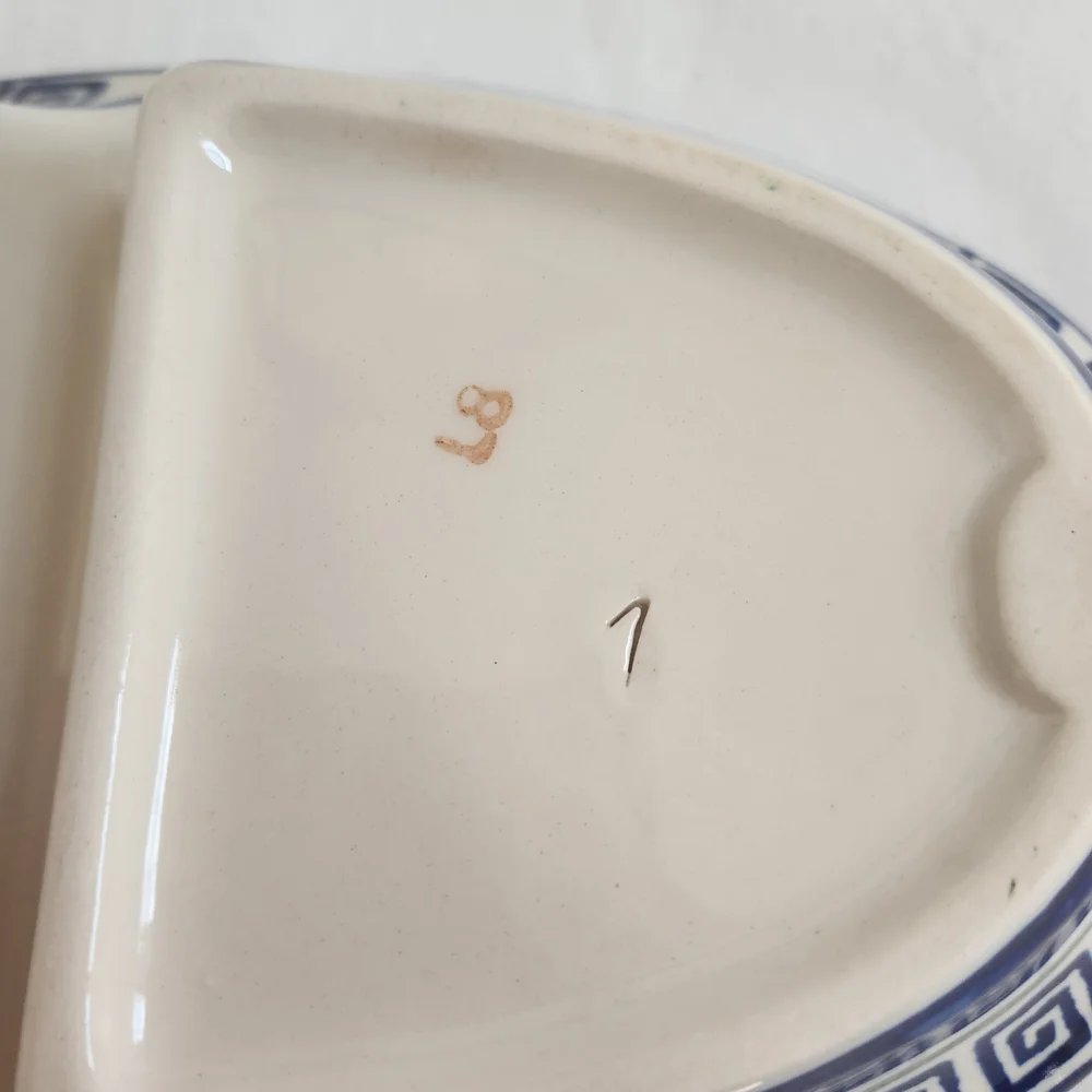 Boleslawiec Blue and Green Polish Pottery Divided Dish